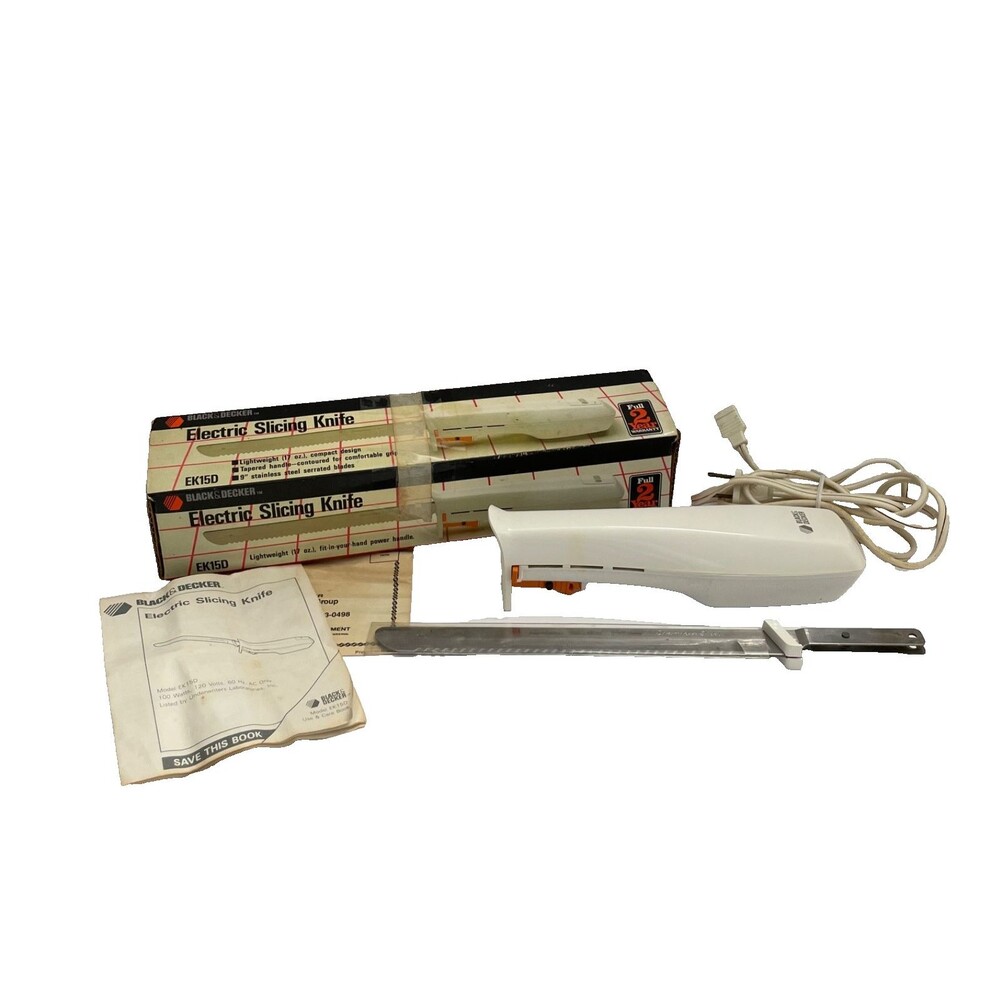 Vintage Black & Decker EK15D Electric Slicing Knife Stainless Steel Blade Works